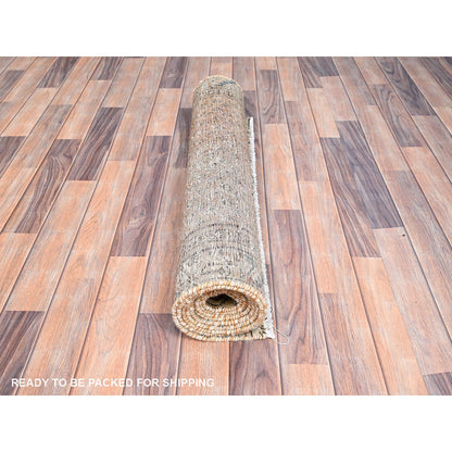Overdyed & Vintage Wool Hand Knotted Rug Brown Brown 3.1X10.5 -O086026