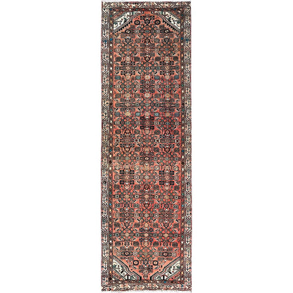 Overdyed & Vintage Wool Hand Knotted Rug Red Ivory 3.0X9.9 -O086033