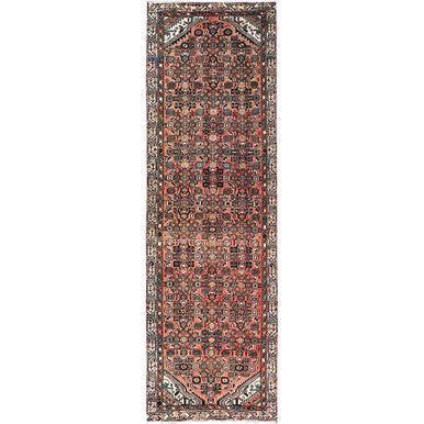 Overdyed & Vintage Wool Hand Knotted Rug Red Ivory 3.0X9.9 -O086033