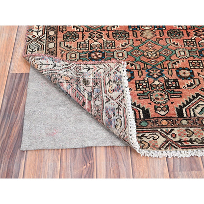 Overdyed & Vintage Wool Hand Knotted Rug Red Ivory 3.0X9.9 -O086033