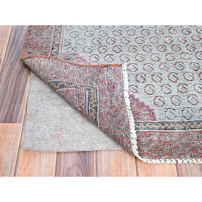 Overdyed & Vintage Wool Hand Knotted Rug Blue Red 3.5X6.2 -O086051