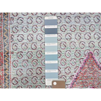Overdyed & Vintage Wool Hand Knotted Rug Blue Red 3.5X6.2 -O086051