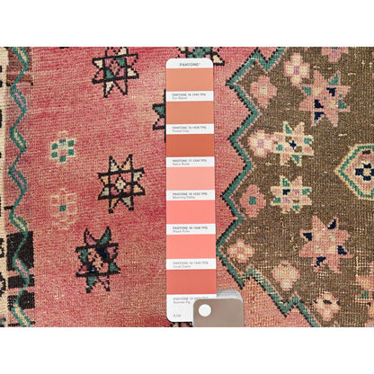 Overdyed & Vintage Wool Hand Knotted Rug Pink 4.10x5.10 -O086052