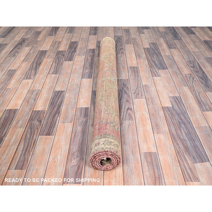 Overdyed & Vintage Wool Hand Knotted Rug Pink 4.10x5.10 -O086052
