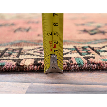 Overdyed & Vintage Wool Hand Knotted Rug Pink 4.10x5.10 -O086052