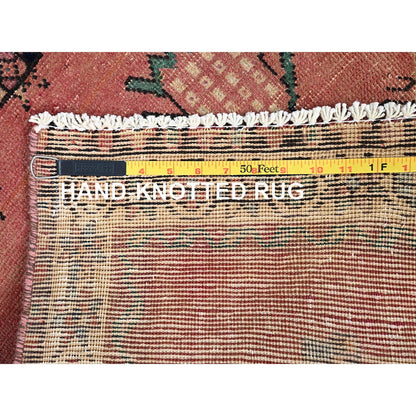 Overdyed & Vintage Wool Hand Knotted Rug Pink 4.10x5.10 -O086052