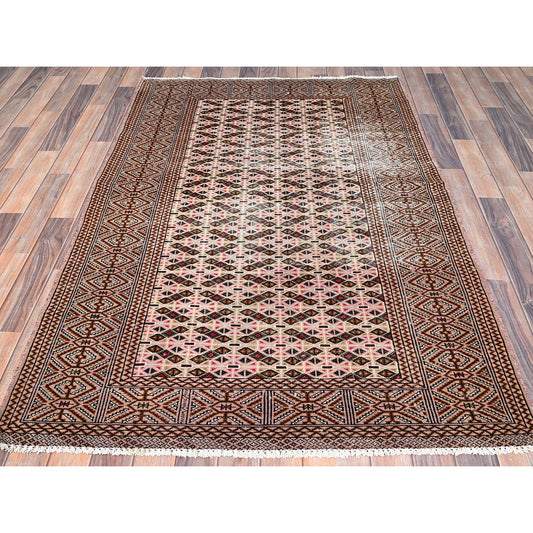 Overdyed & Vintage Wool Hand Knotted Rug Pink Pink 4.4X6.1 -O086057
