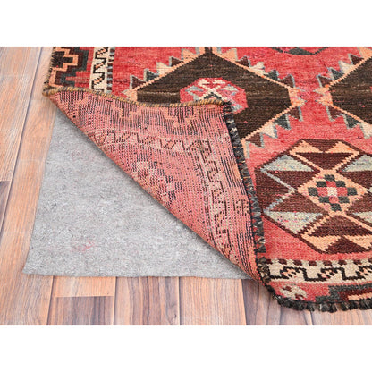 Overdyed & Vintage Wool Hand Knotted Rug Red Ivory 3.5X6.10 -O086062