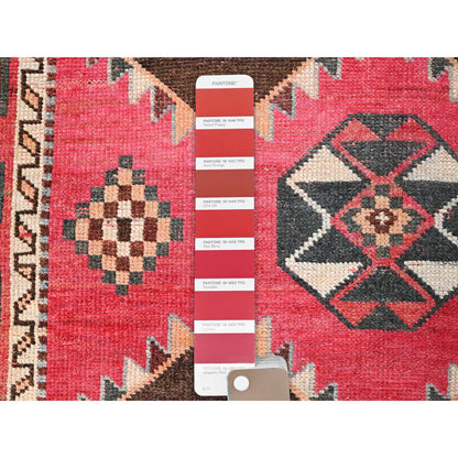 Overdyed & Vintage Wool Hand Knotted Rug Red Ivory 3.5X6.10 -O086062