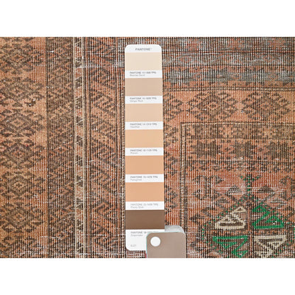 Overdyed & Vintage Wool Hand Knotted Rug Brown Brown 3.0X6.7 -O086063