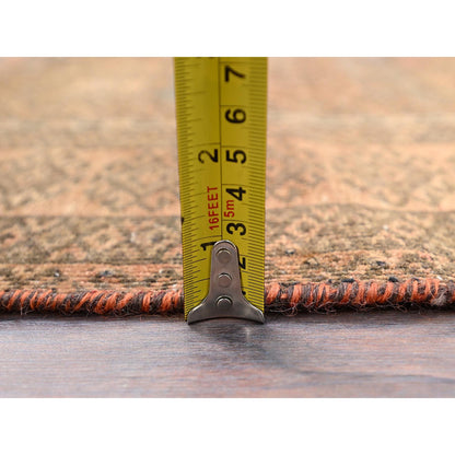 Overdyed & Vintage Wool Hand Knotted Rug Brown Brown 3.0X6.7 -O086063