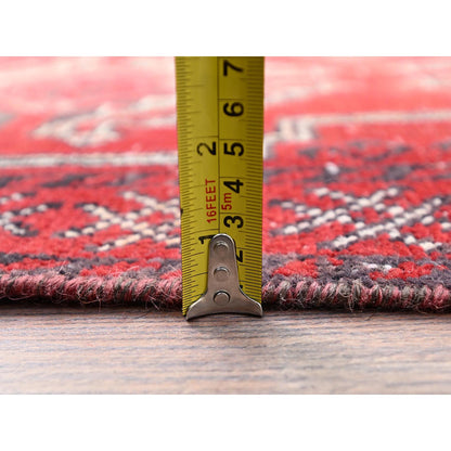 Overdyed & Vintage Wool Hand Knotted Rug Red Red 4.0X6.5 -O086068