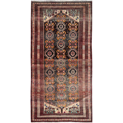 Overdyed & Vintage Wool Hand Knotted Rug Brown Beige 3.3X6.6 -O086071