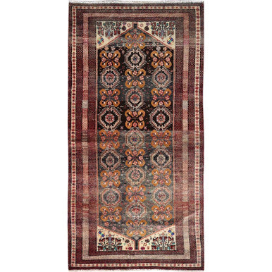 Overdyed & Vintage Wool Hand Knotted Rug Brown Beige 3.3X6.6 -O086071