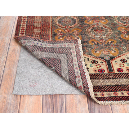 Overdyed & Vintage Wool Hand Knotted Rug Brown Beige 3.3X6.6 -O086071