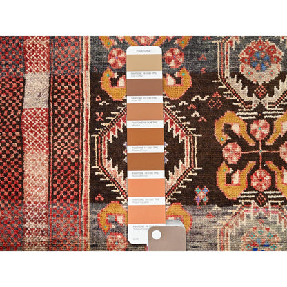 Overdyed & Vintage Wool Hand Knotted Rug Brown Beige 3.3X6.6 -O086071