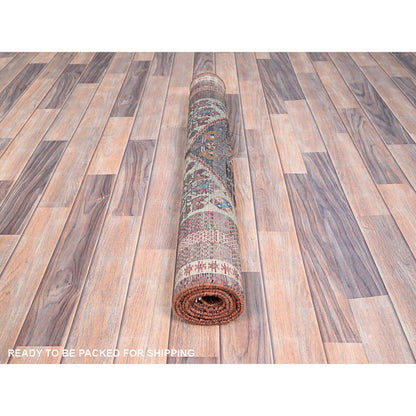 Overdyed & Vintage Wool Hand Knotted Rug Brown Beige 3.3X6.6 -O086071