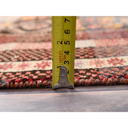 Overdyed & Vintage Wool Hand Knotted Rug Brown Beige 3.3X6.6 -O086071