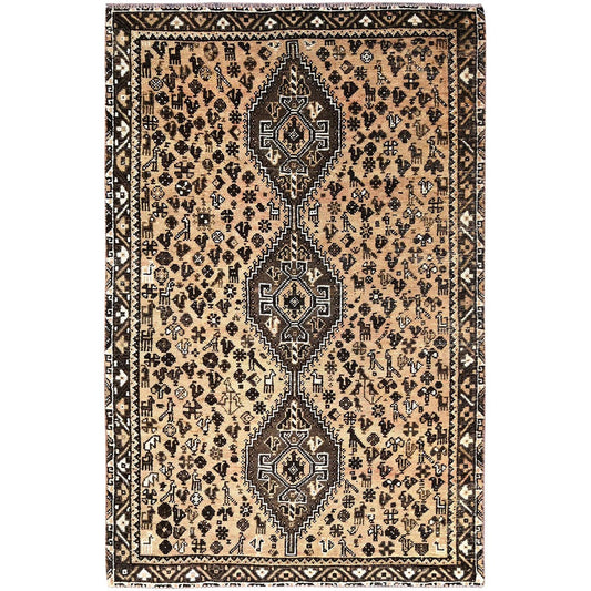 Overdyed & Vintage Wool Hand Knotted Rug Brown Brown 5.8X8.7 -O086088