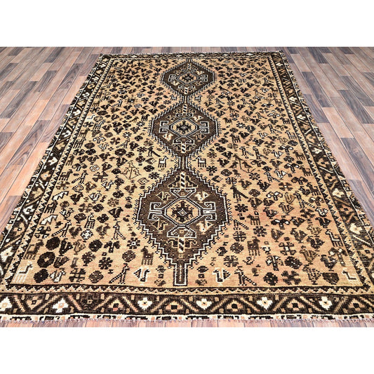 Overdyed & Vintage Wool Hand Knotted Rug Brown Brown 5.8X8.7 -O086088