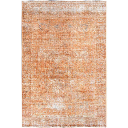 Overdyed & Vintage Wool Hand Knotted Rug Orange No Border 6.1X9.0 -O086092