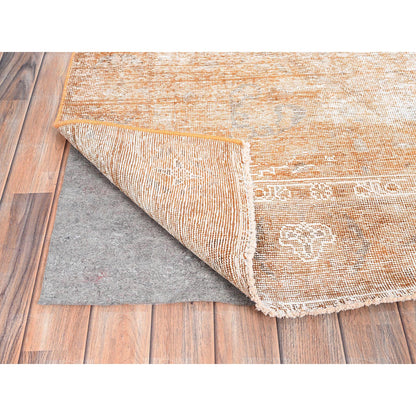 Overdyed & Vintage Wool Hand Knotted Rug Orange No Border 6.1X9.0 -O086092