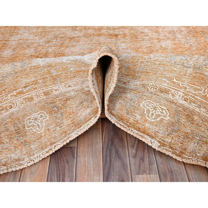 Overdyed & Vintage Wool Hand Knotted Rug Orange No Border 6.1X9.0 -O086092