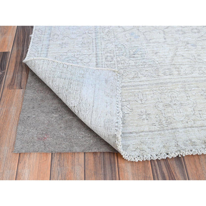 Overdyed & Vintage Wool Hand Knotted Rug Ivory Ivory 7.10X11.1 -O086093