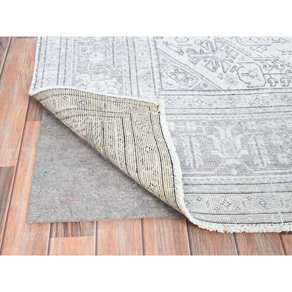Overdyed & Vintage Wool Hand Knotted Rug Ivory Ivory 6.6X9.2 -O086094