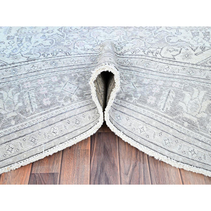 Overdyed & Vintage Wool Hand Knotted Rug Ivory Ivory 6.6X9.2 -O086094