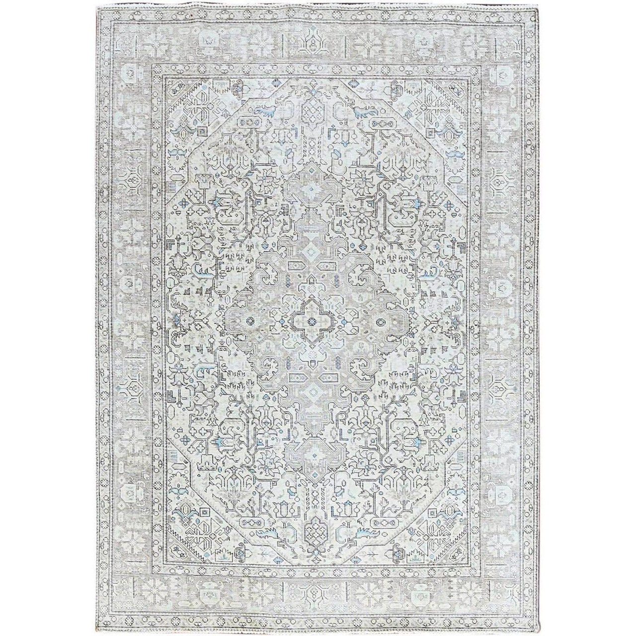 Ivory 6'5" x 9'1" Overdyed & Vintage Hand knotted Wool Rug - Sku: O086095