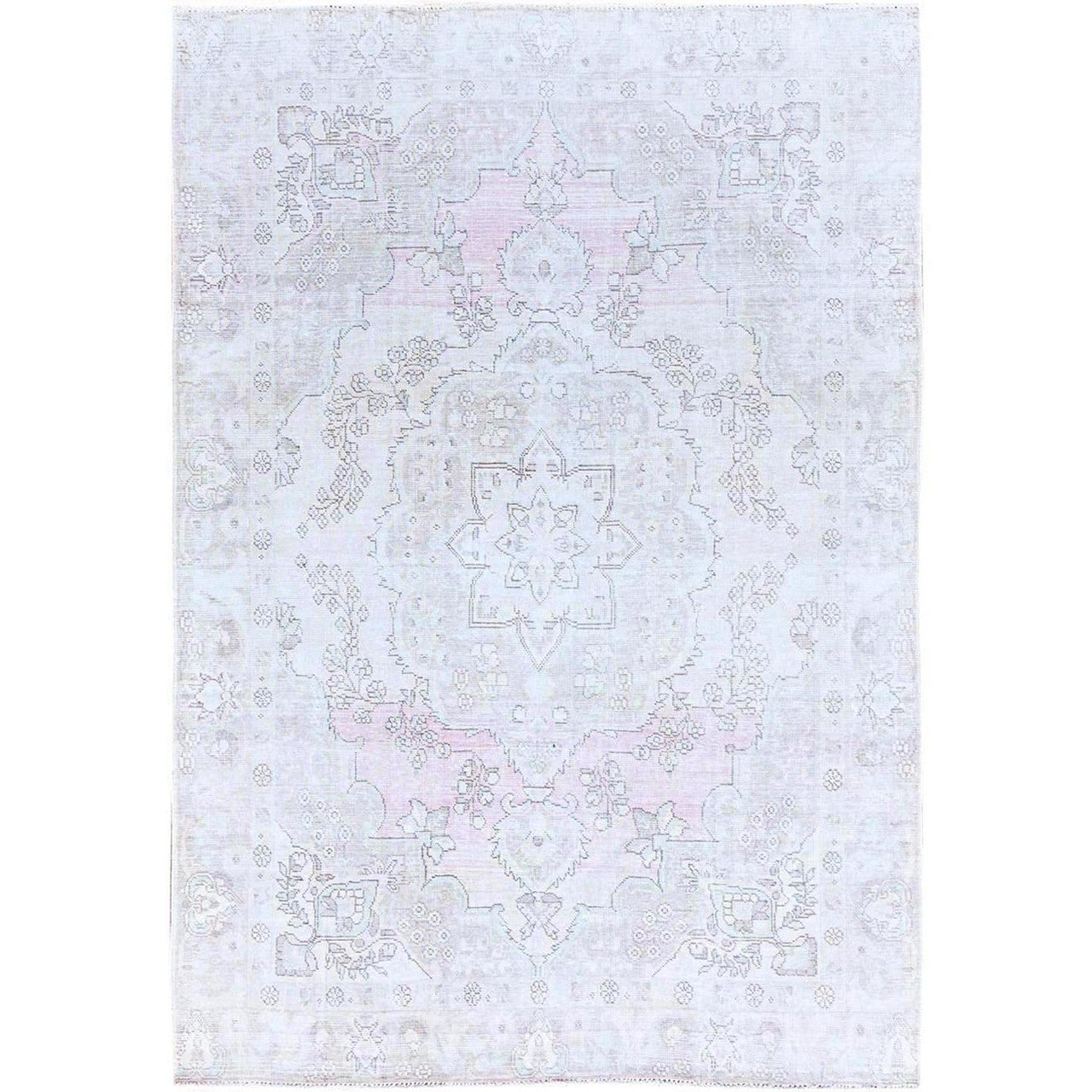 Ivory 6'2" x 8'8" Overdyed & Vintage Hand knotted Wool Rug - Sku: O086097