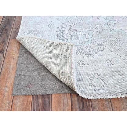 Overdyed & Vintage Wool Hand Knotted Rug Ivory Ivory 6.2X8.8 -O086097