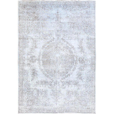 Overdyed & Vintage Wool Hand Knotted Rug Grey Gray 6.3X9.6 -O086098