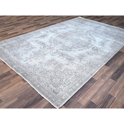 Overdyed & Vintage Wool Hand Knotted Rug Grey Gray 6.3X9.6 -O086098