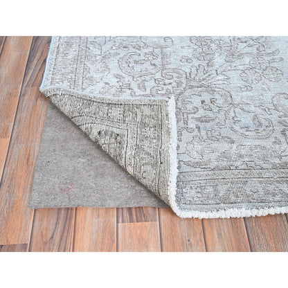 Overdyed & Vintage Wool Hand Knotted Rug Grey Gray 6.3X9.6 -O086098