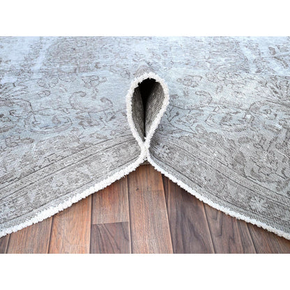 Overdyed & Vintage Wool Hand Knotted Rug Grey Gray 6.3X9.6 -O086098