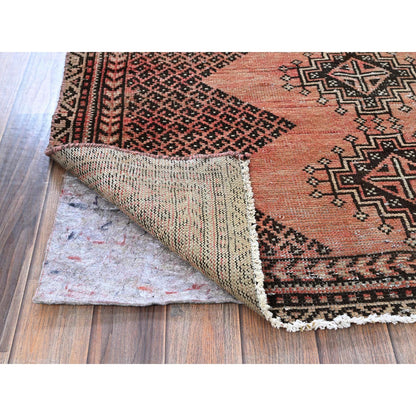 Overdyed & Vintage Wool Hand Knotted Rug Orange 3.9x6.0 -O0860