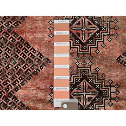 Overdyed & Vintage Wool Hand Knotted Rug Orange 3.9x6.0 -O0860