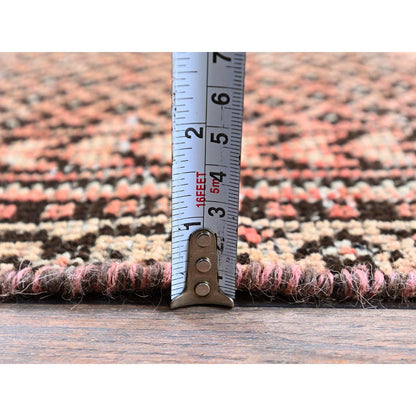 Overdyed & Vintage Wool Hand Knotted Rug Orange 3.9x6.0 -O0860