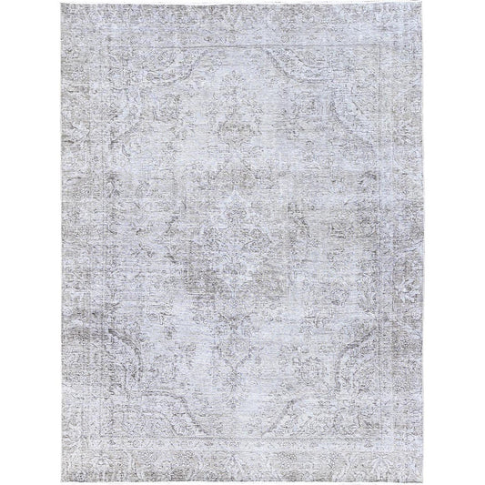 Overdyed & Vintage Wool Hand Knotted Rug Grey Gray 7.5X9.11 -O086101