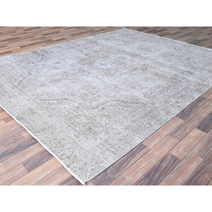 Overdyed & Vintage Wool Hand Knotted Rug Grey Gray 7.5X9.11 -O086101