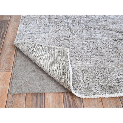 Overdyed & Vintage Wool Hand Knotted Rug Grey Gray 7.5X9.11 -O086101