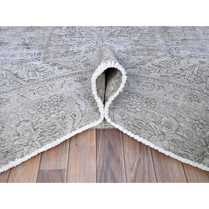 Overdyed & Vintage Wool Hand Knotted Rug Grey Gray 7.5X9.11 -O086101