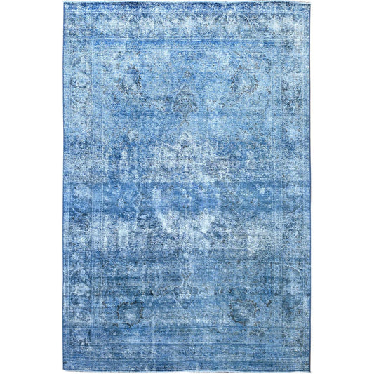Overdyed & Vintage Wool Hand Knotted Rug Blue Blue 7.5X10.11 -O086102