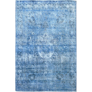 Overdyed & Vintage Wool Hand Knotted Rug Blue Blue 7.5X10.11 -O086102