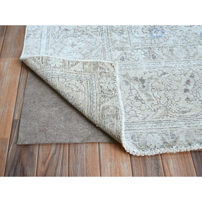 Overdyed & Vintage Wool Hand Knotted Rug Ivory Ivory 7.9X11.4 -O086104