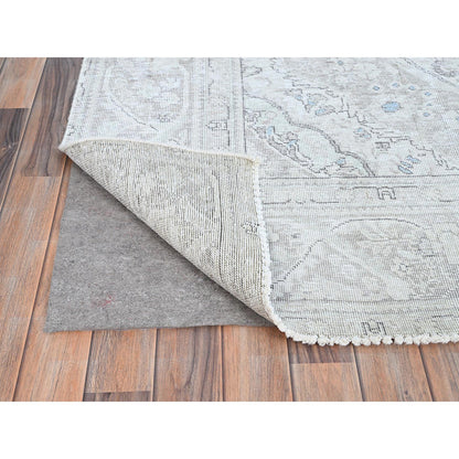 Overdyed & Vintage Wool Hand Knotted Rug Ivory Ivory 7.8X10.4 -O086105