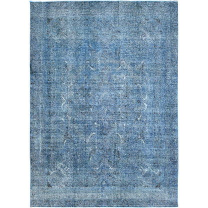 Overdyed & Vintage Wool Hand Knotted Rug Blue Blue 8.1X11.2 -O086108