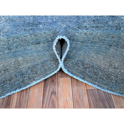 Overdyed & Vintage Wool Hand Knotted Rug Blue Blue 8.1X11.2 -O086108